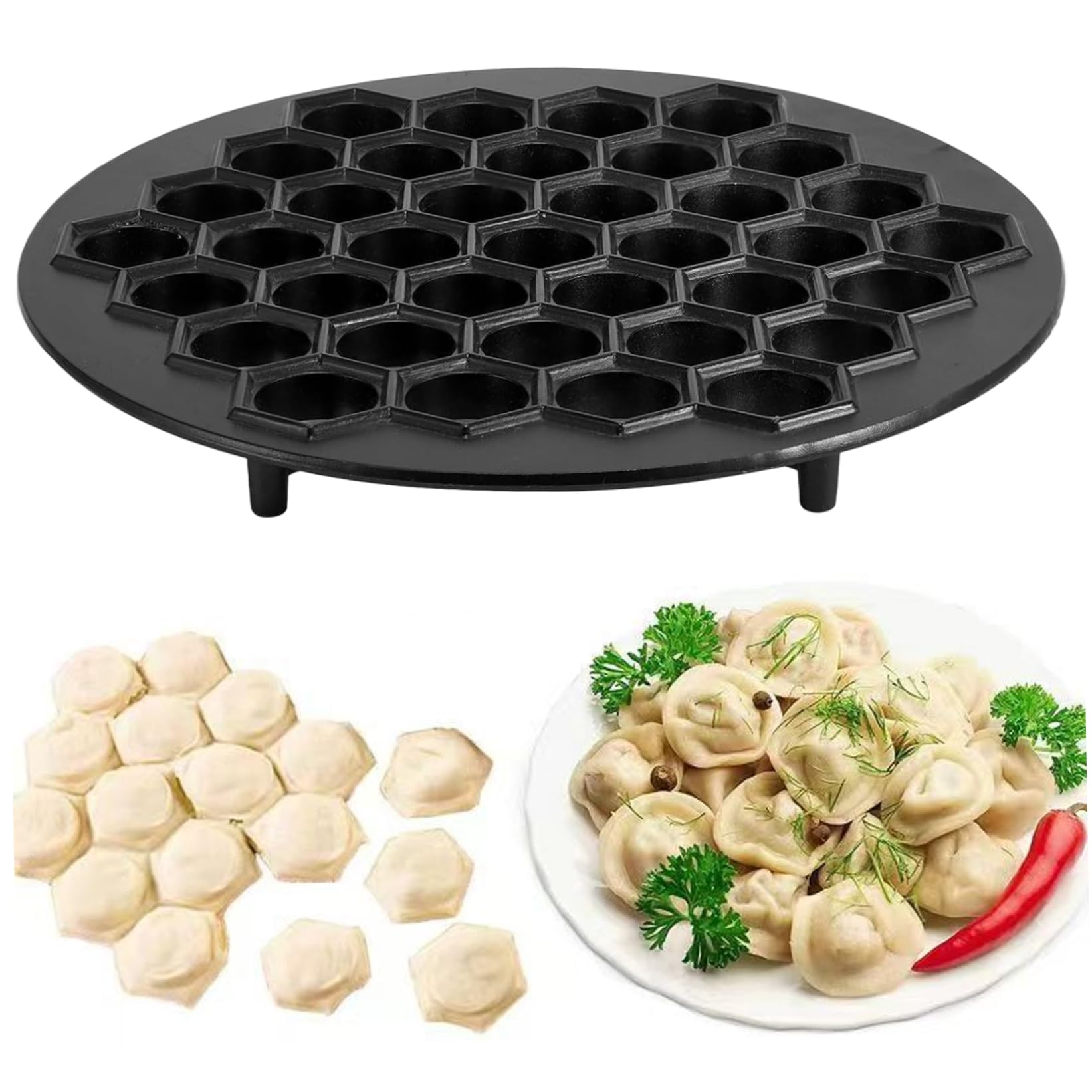 Peosaard Black Ravioli Mold, Pelmeni Maker 37 Holes Aluminium Alloy Ravioli Maker Reusable Dumpling Mold For Kitchen Utensils And Gadgets, Dumpling