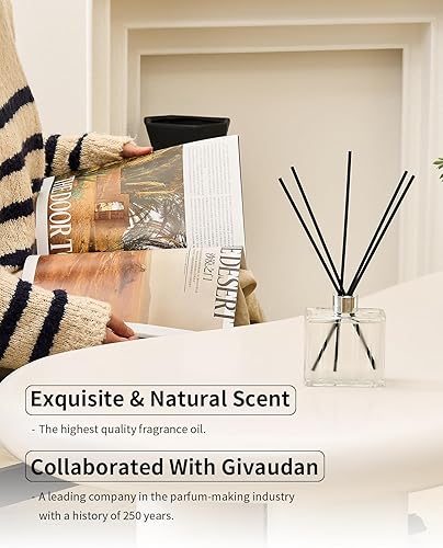 Miniatura 6 de M&SENSE Juego de difusor de varillas  7.04 onzas con aroma de almizcle y jazmín rosa  Base de cedro mezcla floral y leñosa para el hogar, difusor de