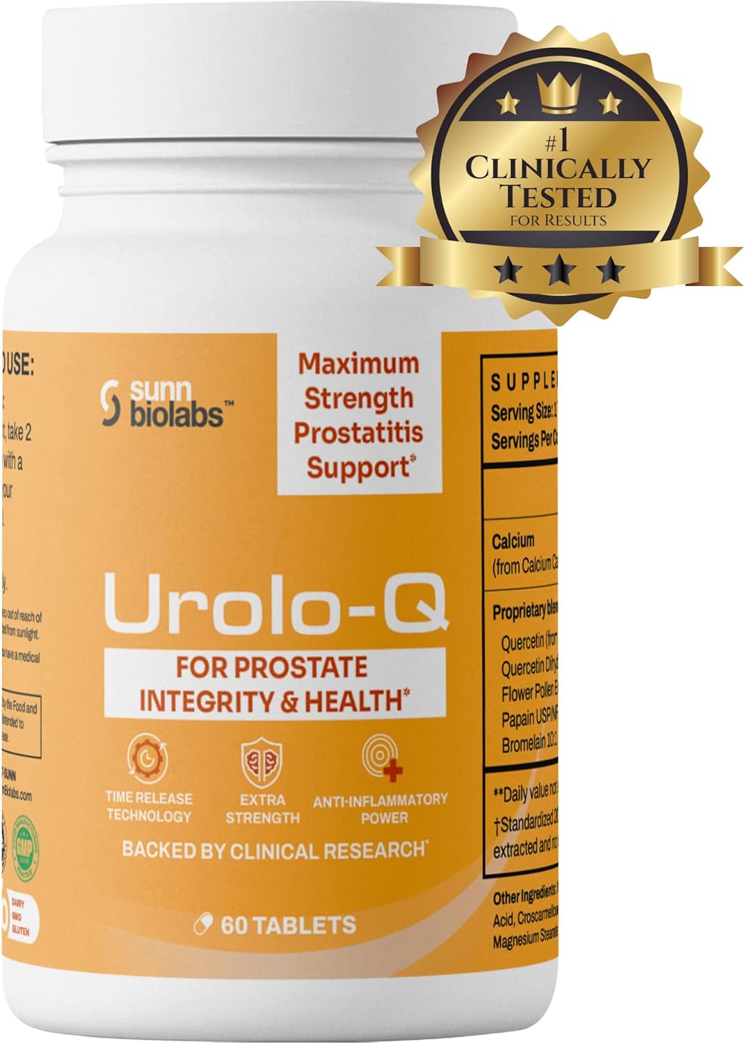 Urolo-Q Extra-Strength Prostate Support for Chronic Prostatitis, CPPS Maximum Strength Effective Prostate Health Supplements for Men Advanced Time Release Formula with Added Pollen Extract. (3)
