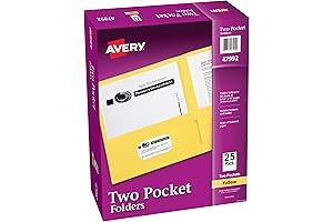 Avery Two Pocket Yellow Folders, Holds Upto 40 Sheets