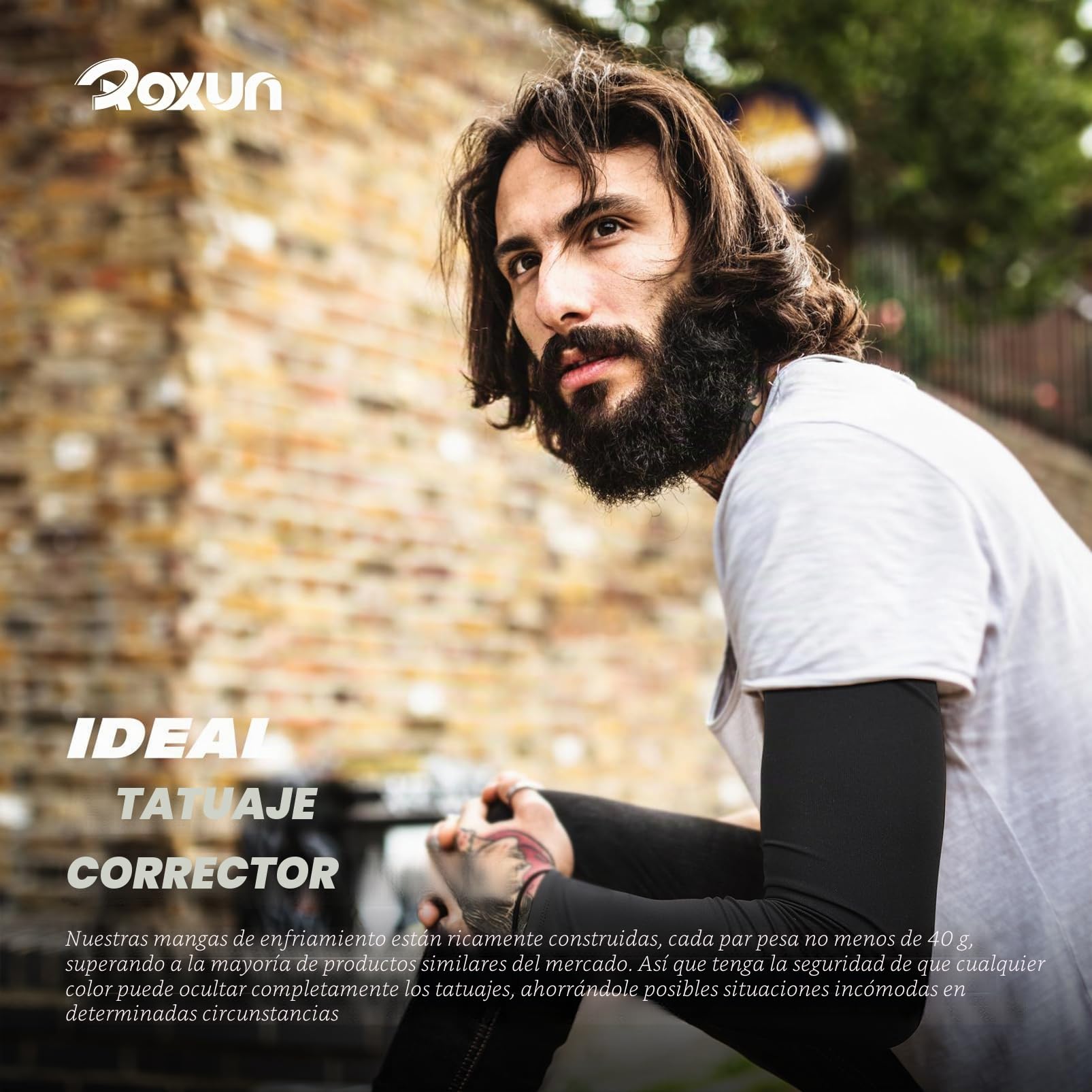 ROXUN 4 Pares Mangas para Brazos Protección Sol Manguitos Running Hombre Mujer Manga Compresión Ciclismo Voleibol