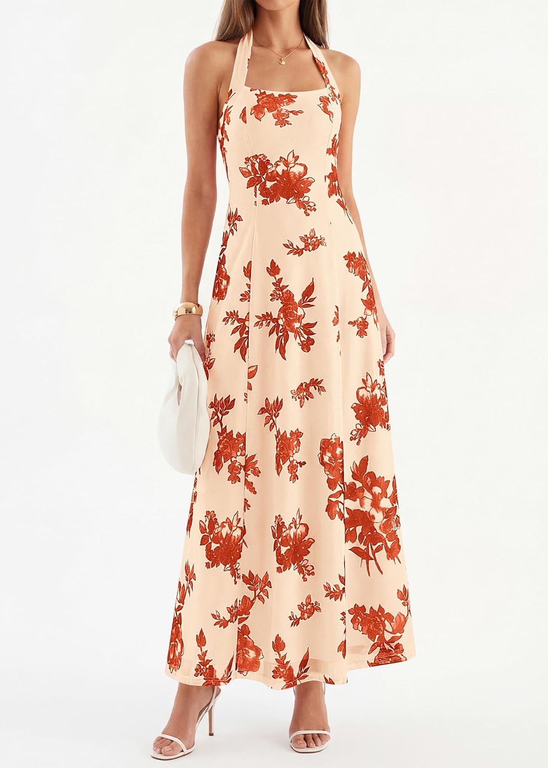 KIRUNDO Women Halter Floral Maxi Dress 2026 Summer Wedding Guest Cocktail Party Sleeveless A Line Beach Vacation Sundress - Image 2