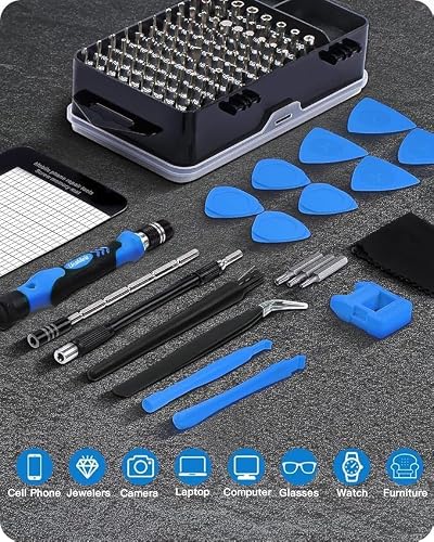 Precision Screwdriver Set, UnaMela Upgraded 122 in 1 with 101 Bits Repair Tool Kit, Magnetic Screwdriver Set with 21 Repair Tools for Electronics, Laptop, Computer, PC, iPhone, PS4, Game Console