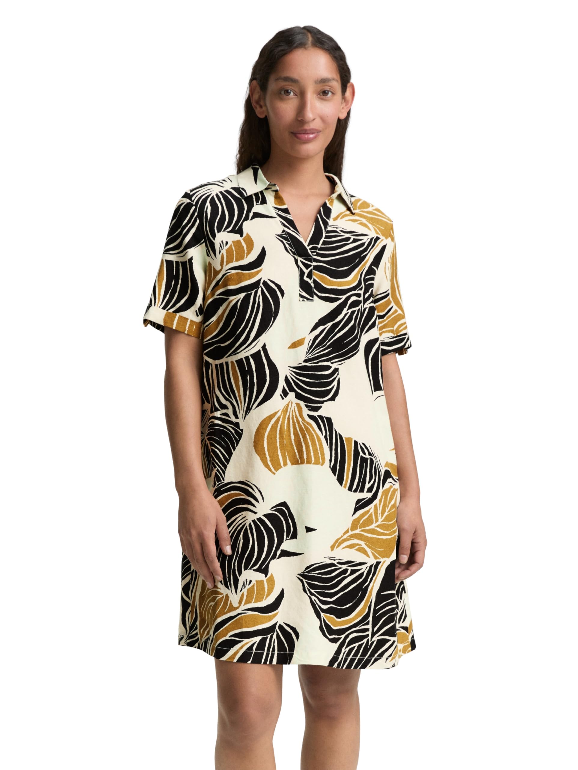 Tom Tailor Damen Kleid mit Leinenanteil