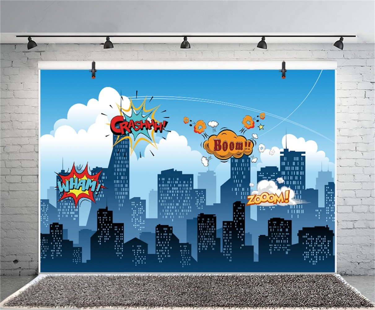 Runder Fotohintergrund 2 M Durchmesser - City Skyline Design, Polyester, Für Party & Portrait