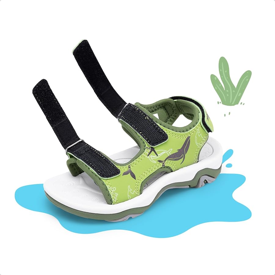 Sandali Sportivi Per Bambini DREAM PAIRS - Ideali Per Trekking E Estate, Unisex, Grigio/Neon/Verde, Taglia 36 - Foto 12