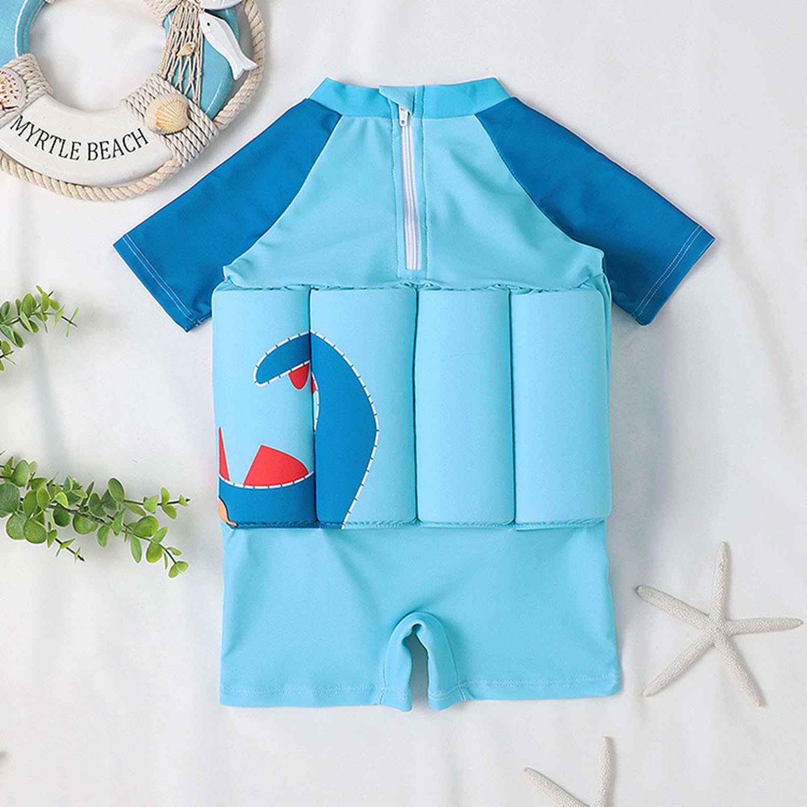 Maillot de Bain Flottant Une Pièce pour Bébé Garçon Filles Combinaison Flottante à Flottabilité Réglable à Manches Courtes Combinaison de Surf Rash Guard Vêtements de Plage D'été