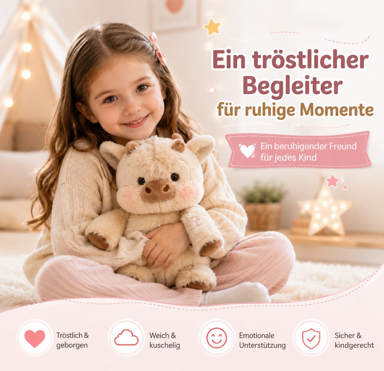 Moomoo Plüschtier, 45/60cm Das laufende Plüsch-Kälbchen, Zum Kuscheln und Spielen Geeignet, um Stress Abzubauen, Laufende Kuh – Kuscheltier Als Geschenk für Jungen und Mädchen (Schwarzer Panda,45cm)