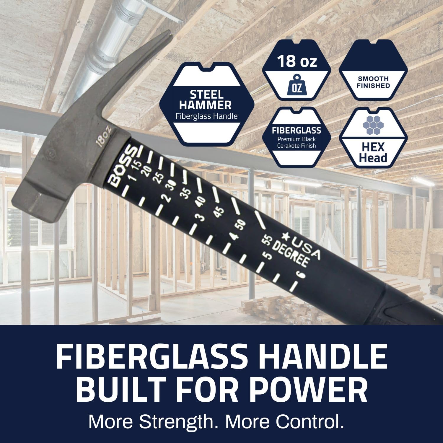 Amazon | Boss Hammer 18オンス 4340 スチールハンマー、ポリ