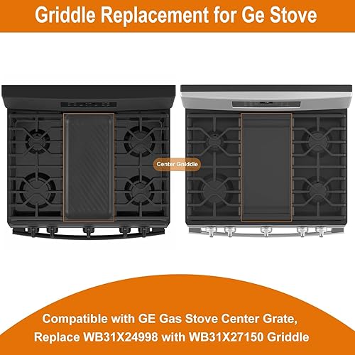 Miniatura 6 de Repuesto de parrilla WB31X24738 para piezas de estufa GE, WB31X24998 compatible con plancha central de rango de gas GE, aluminio con placa