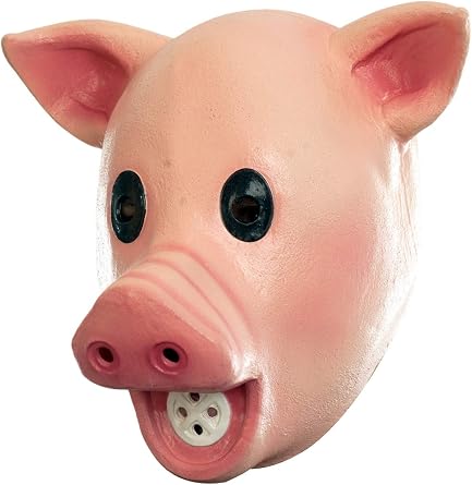 Ghoulish Productions Adult Pig Mask with Squeak Sound Pink, Standard - One Size