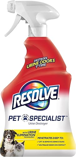 Resolve Pet Specialist - Spray destructor de orina  Removedor de manchas y olores de mascotas, solución limpiadora de alfombras para orina de gatos