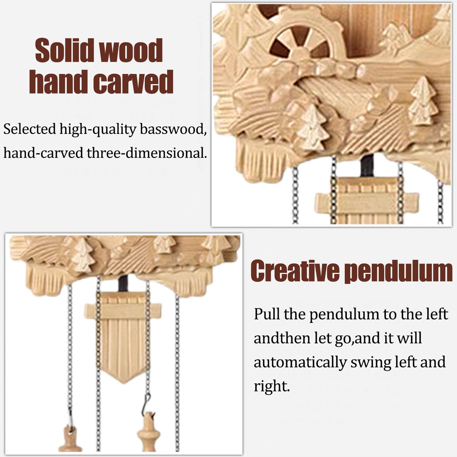 Relojes De Cuco,Reloj De Pared,Madera Maciza De Cuco De La Selva Negra De Relojes De Cuco para Cocina Salón Apartamento Cuco Reloj De Cuco De Tradicional Relojes De Cuco
