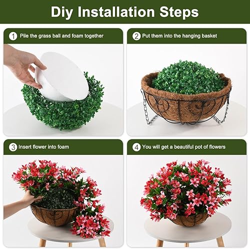 Miniatura 6 de Homsunny Flores colgantes artificiales, flores pequeñas de lirios de 12 pulgadas, pequeños lirios falsos que cuelgan en forro de coco, cestas