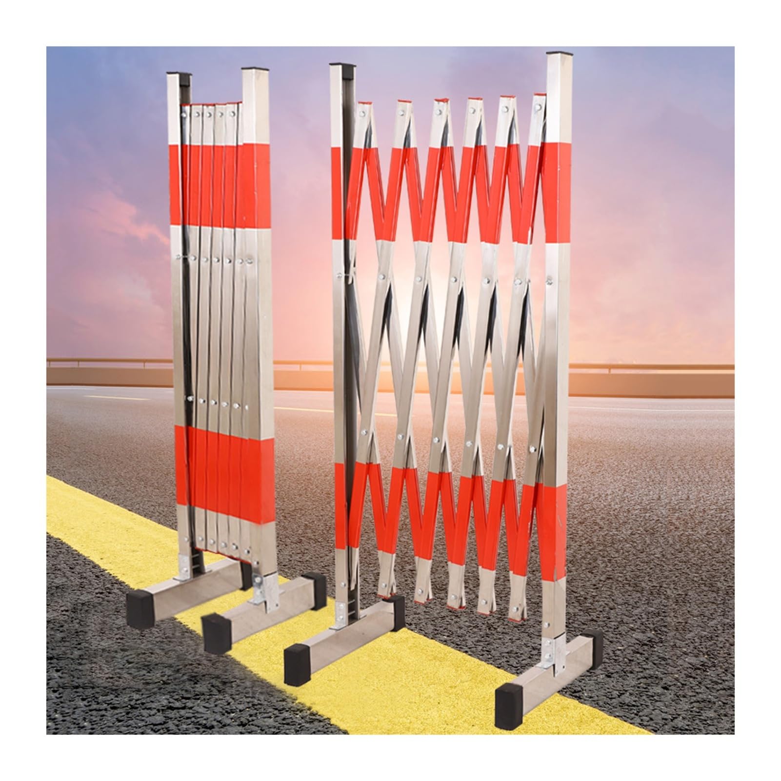 Barrière de sécurité extensible en métal rétractable pour piscine, gain de place, rouge et argenté, 1,2 x 1,5 m