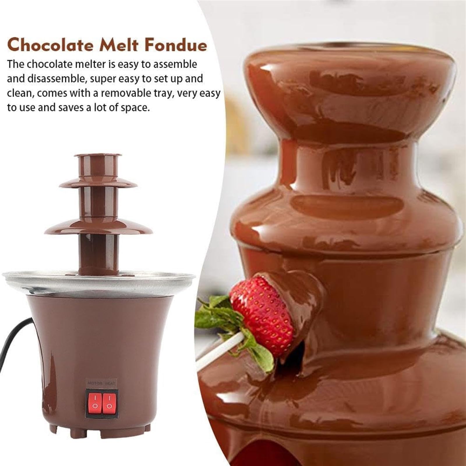 Fuente de Chocolate de 3 Niveles para el hogar, Olla Caliente para derretir Chocolate de 65 W, máquina de Lava de Chocolate, Torre de Chocolate para Equipos de Buffet de restaurantes, Bodas y Fiestas