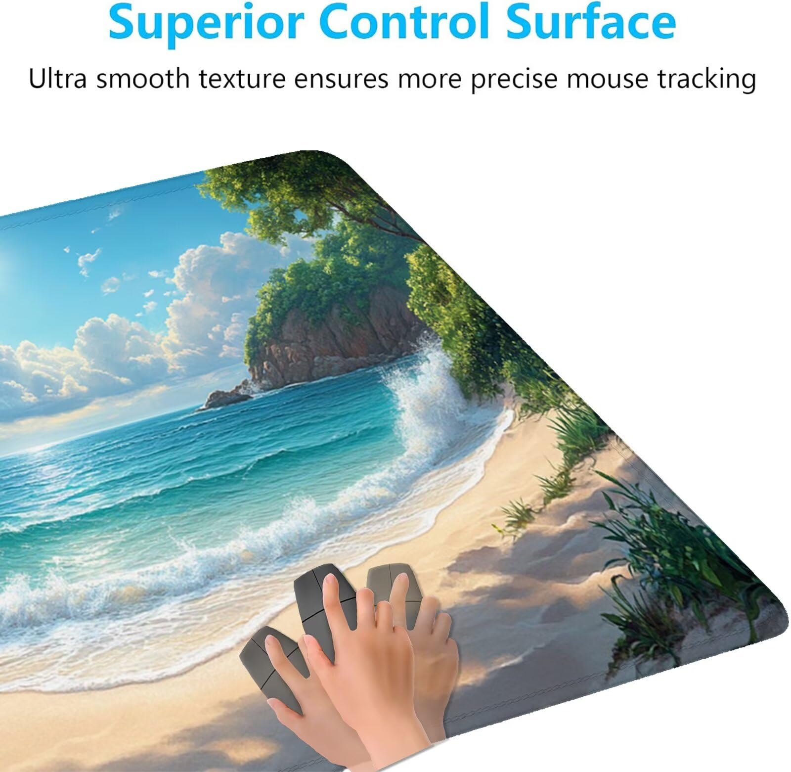 Alfombrilla de Ratón para Juegos, Azul Alfombrilla Ratón XXL 1400 x 600 MM, Mouse Pad Playa Tapete Escritorio, con Superficie Suave y Base de Goma Antideslizante, para Oficina Gaming en Casa H-5849