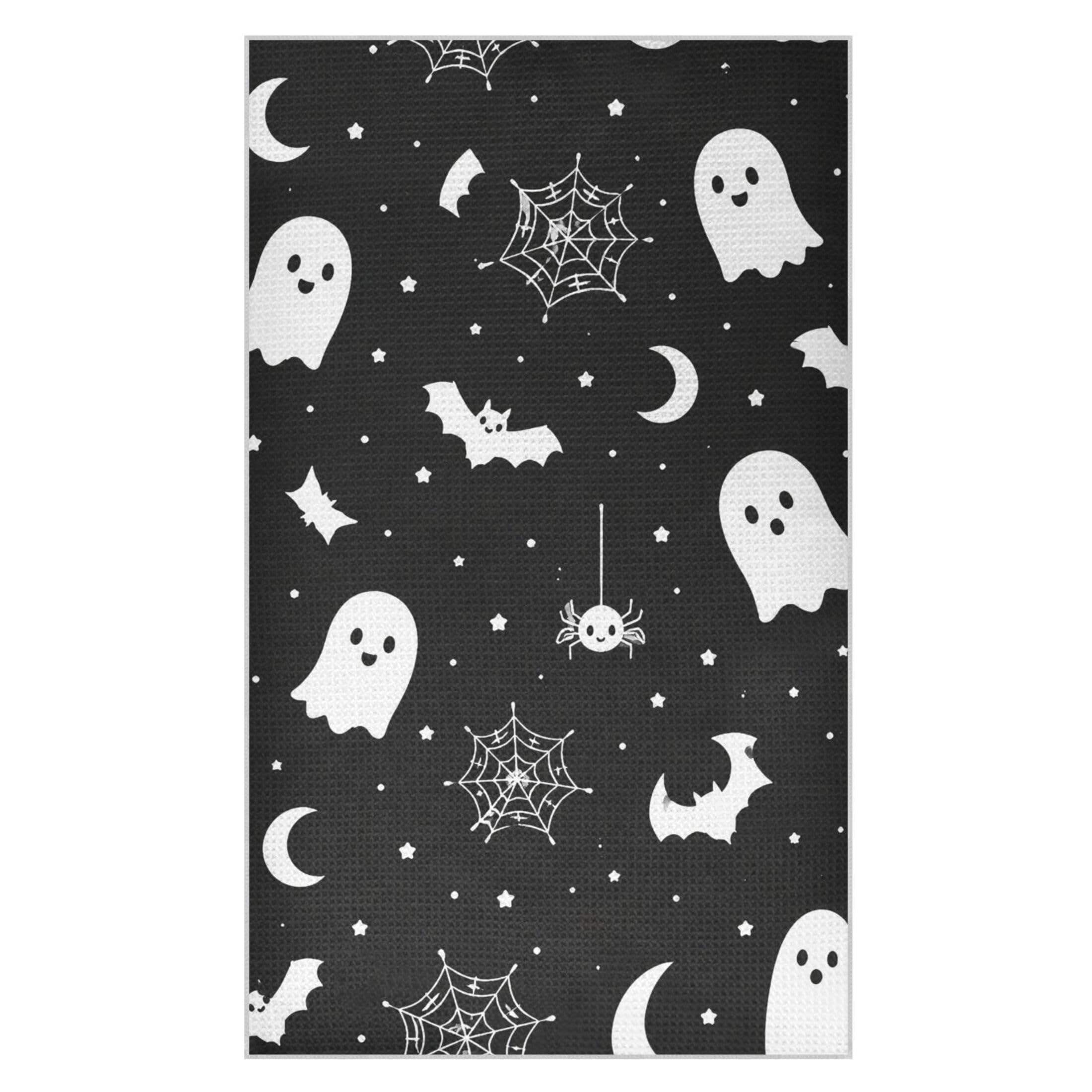 Kutsu Ghosts Waffle Weave Kitchen Towels Absorbent Quick Drying Dish Towels for Kitchen, Decorative Tea Towel, 18x30 in