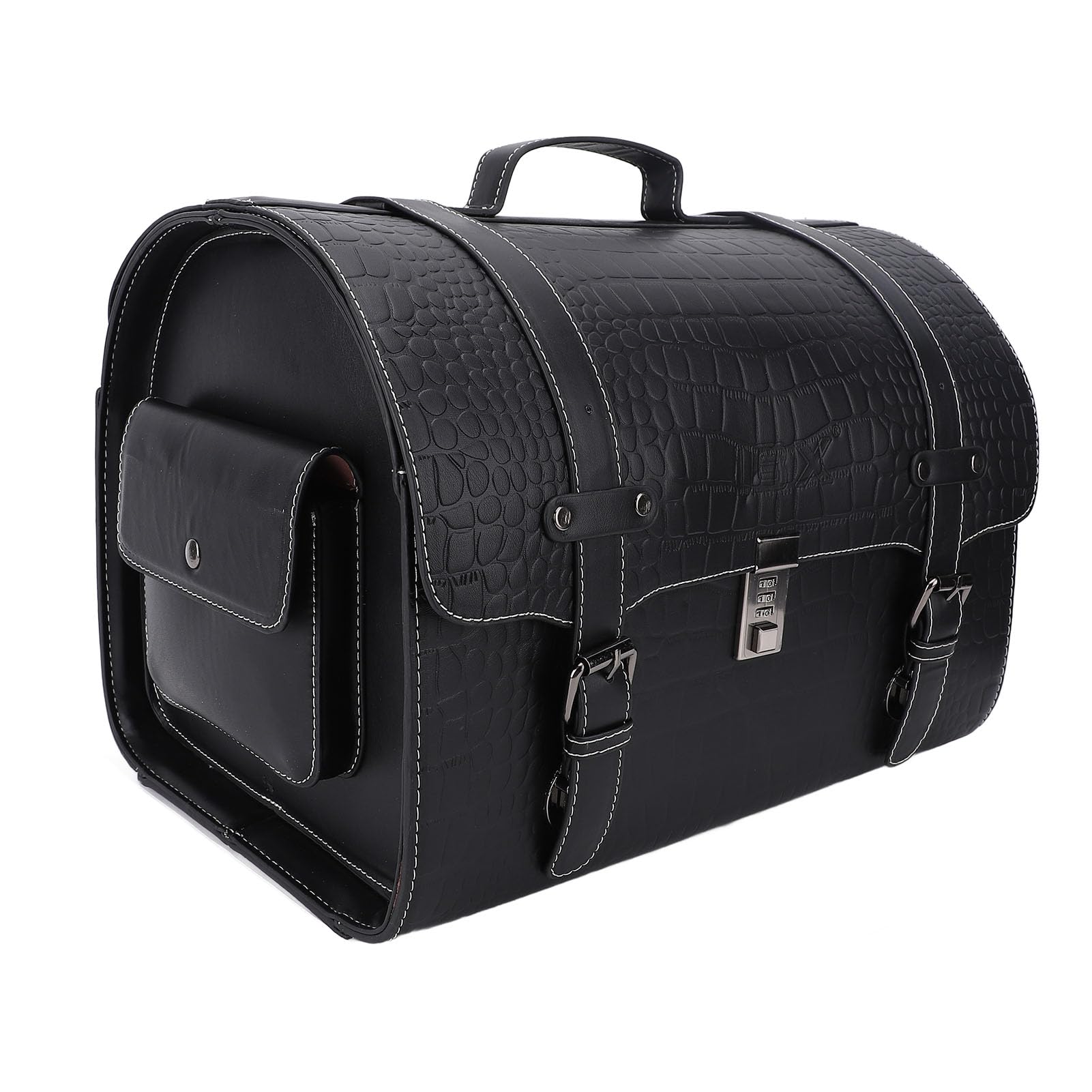Motorrad-Hecktasche, 29,5 l große Motorrad-Gepäcktasche aus PU-Leder für Helme, Handschuhe, Werkzeuge, wasserdichter Gepäckträgerkoffer, universelle Motorrad-Reisegepäcktasche