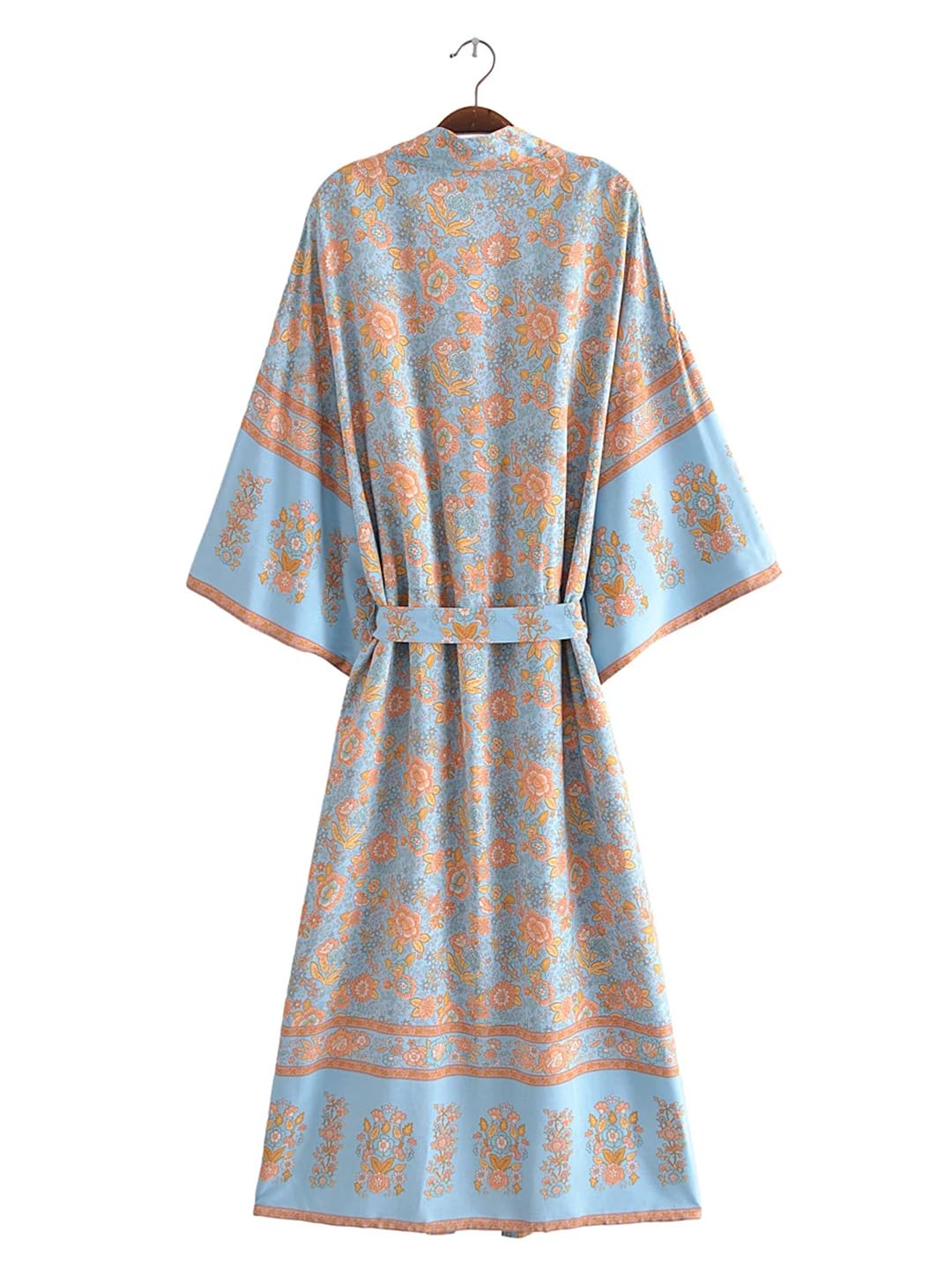 Disimlarl Kimono da donna con stampa bohémien, scollo a V, maniche a pipistrello, maxi abito da spiaggia