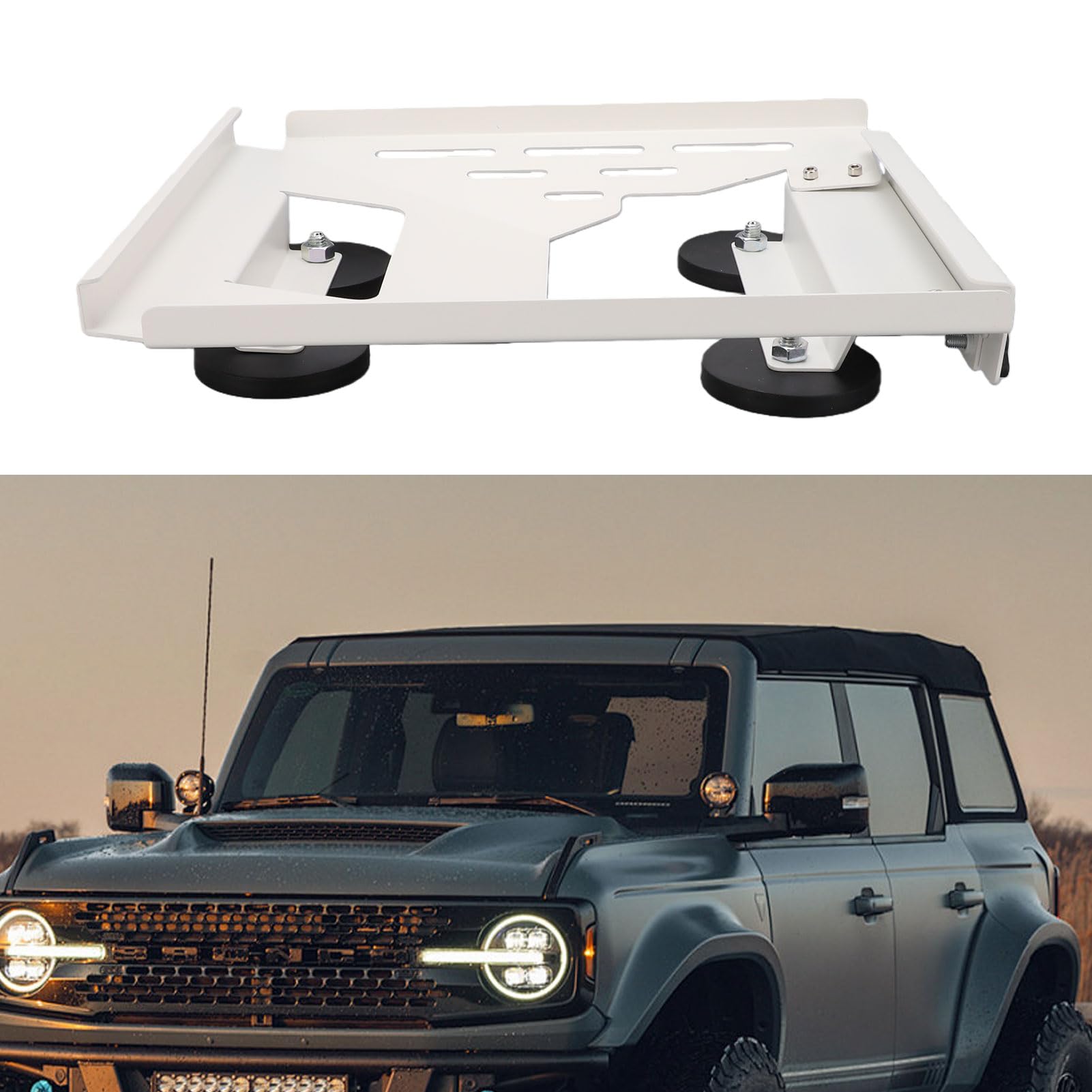 Supporto Magnetico per Antenna Satellitare, Supporto Senza Fori | Struttura in Ferro, Sgancio Rapido, Bordi in Gomma Protettivi, per Auto, , Camion e Barche