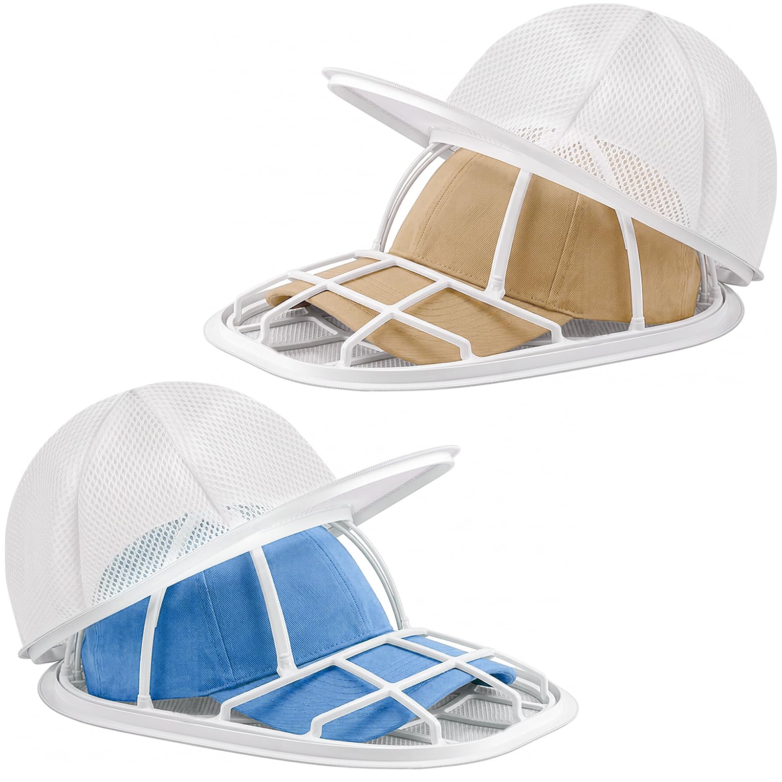 NONETO Set of 2 White Baseball Cap Washing Cage for Washing Machine