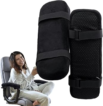 Armrest Pads for Office Chair | Cozy Office Chair Cover with Armrest Covers, 2 Black Armrest Pillows for Office Chair, Wheelchair, Desk Chair, Computer Chair, Bami