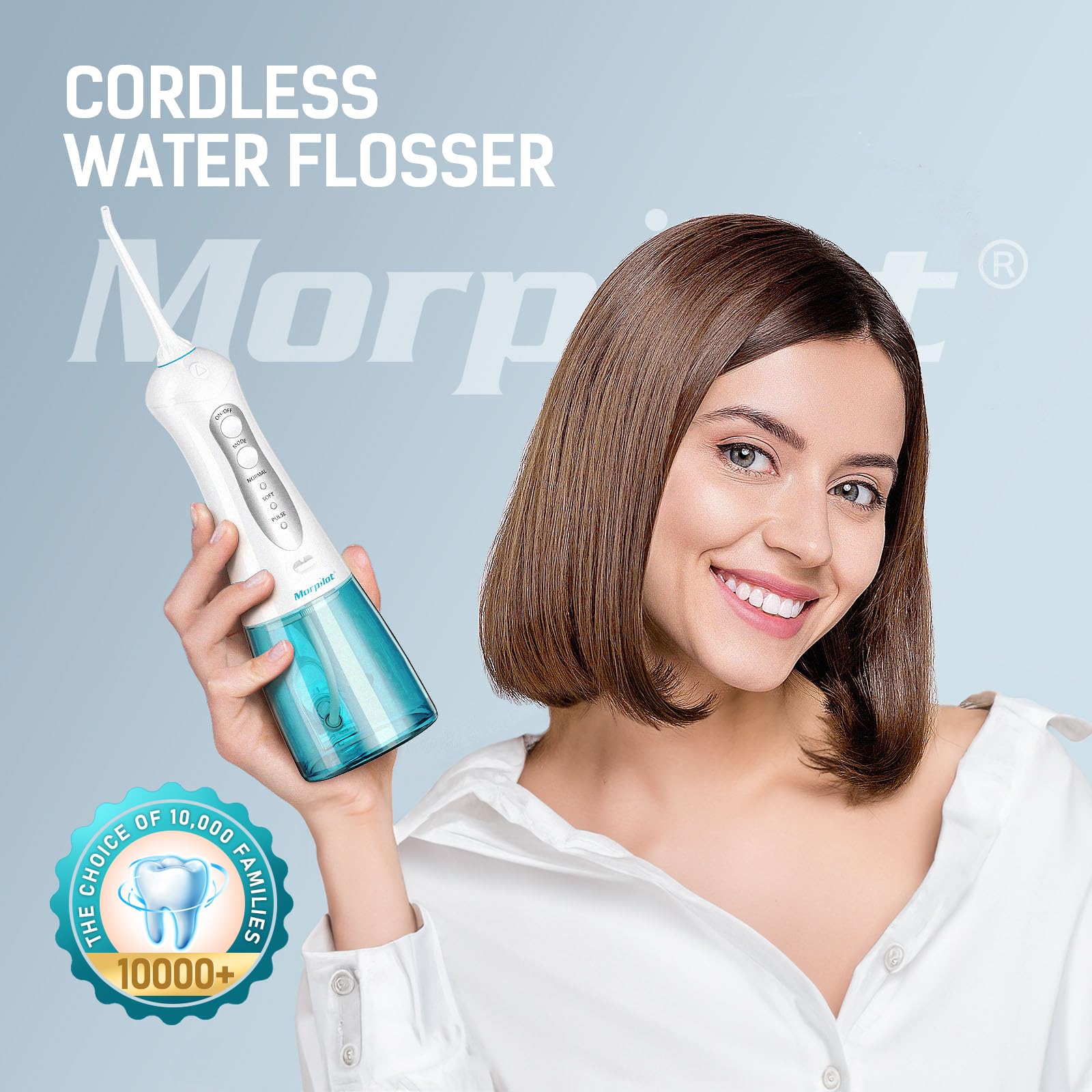 Morpilot Irrigador Bucal Dental Inalámbrico 3 Modos 5 Boquillas IPX7 300ML