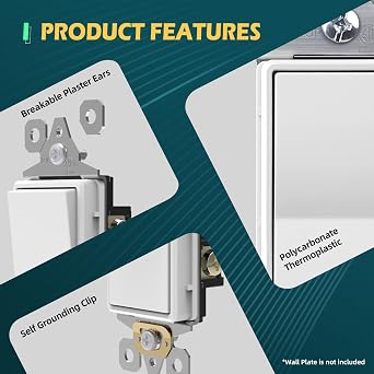 TOPELER 10Pack 20A Duplex Wall Receptacle Outlets and 10 Pack 3-Way Decorator Light Switch, White