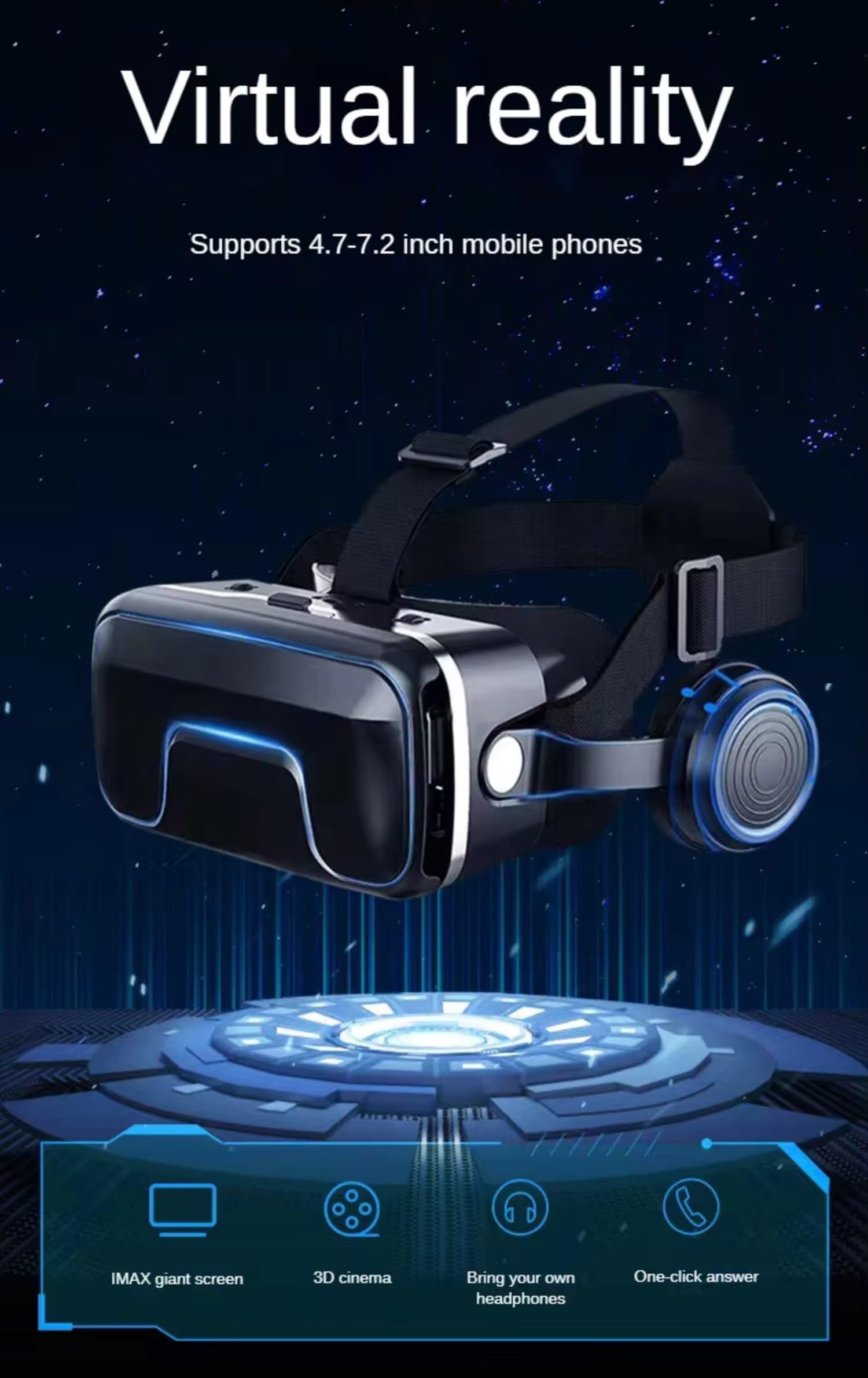 Cuffie per realtà virtuale VR, set 3D VR per adulti e bambini, occhiali VR per film 3D, videogiochi, occhiali VR per iPhone 16 15 14 13 Pro Max Plus Samsung Galaxy S24 S23 S22