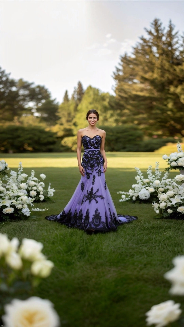 amazon purple lace dress Watch Lavender and Black Mermaid Gothic Wedding Long on Live All Products Bali Bday SNP to hem approx Misty Blue Dress – Color:COCONUT WHITE SHINE RIBBON