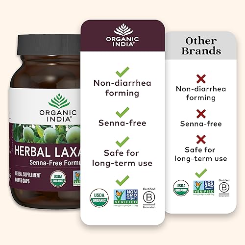 Miniatura 5 de ORGANIC INDIA Suplemento laxante herbario  Laxante natural para el estreñimiento, cápsulas laxantes herbarias, alivio del estreñimiento para mujeres