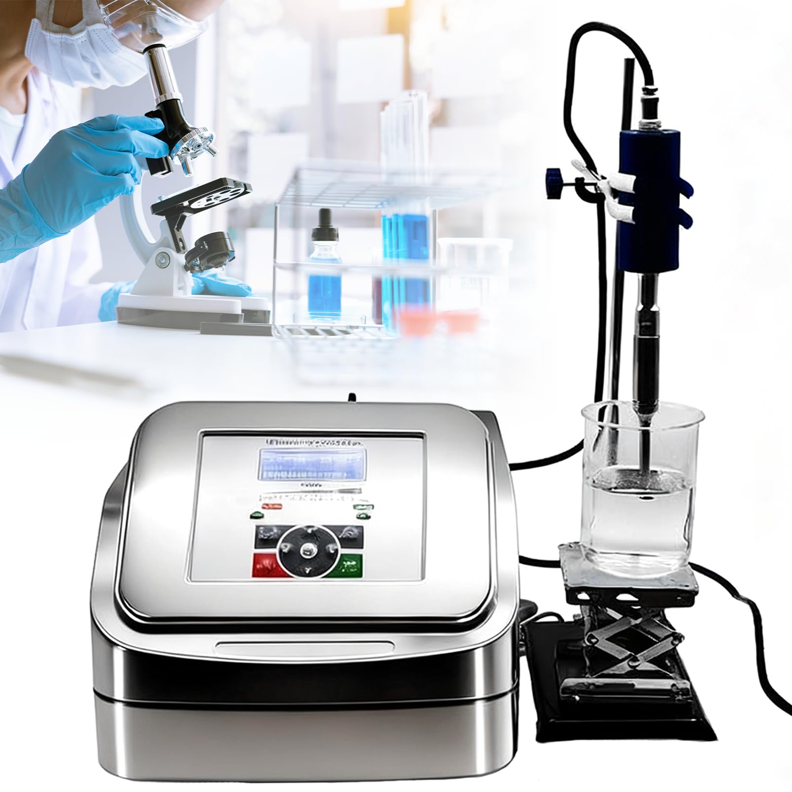 Homogeneizador ultrasónico de laboratorio, dispensador de alta velocidad, disruptor celular, 1 ~ 600 ml, mezclador digital con soporte y uso manual, sonda de 2 a 10 mm