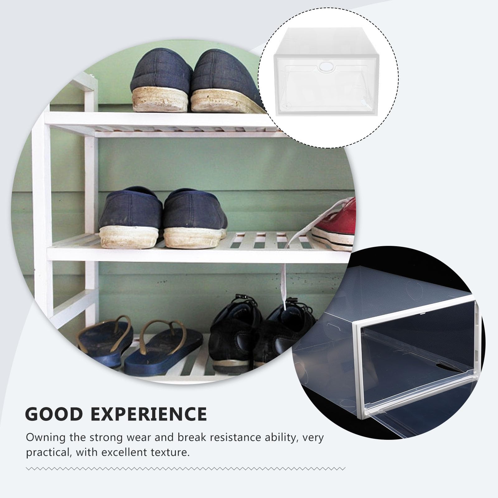Beavorty Scatole Scarpe Impilabili in Pp 5 Pezzi, Contenitore Trasparente | 33 X 23x14cm, Cassetto Anello Elegante, Bianco Trasparente per Armadio e Sotto Letto