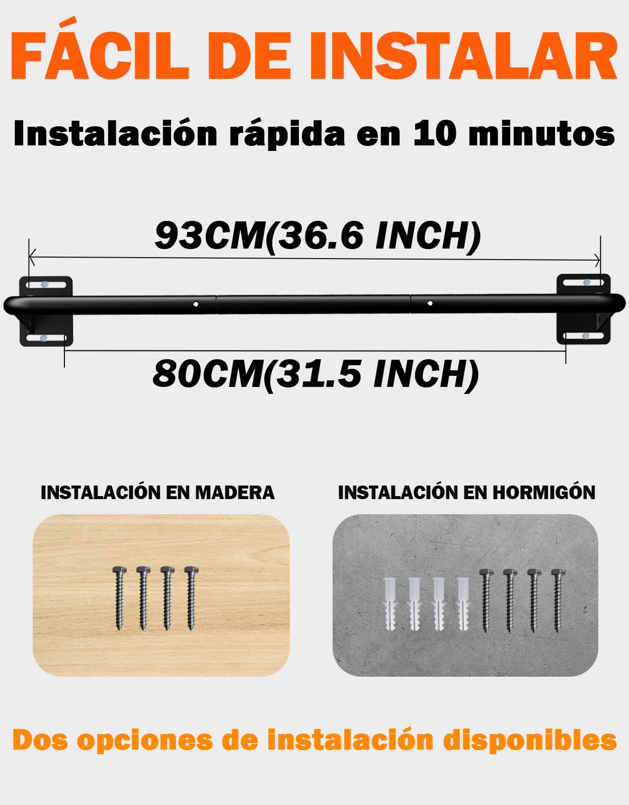 Fitarc Barra de dominadas de pared resistente, barra de dominadas para puerta, construcción de acero, equipo de gimnasio para el hogar