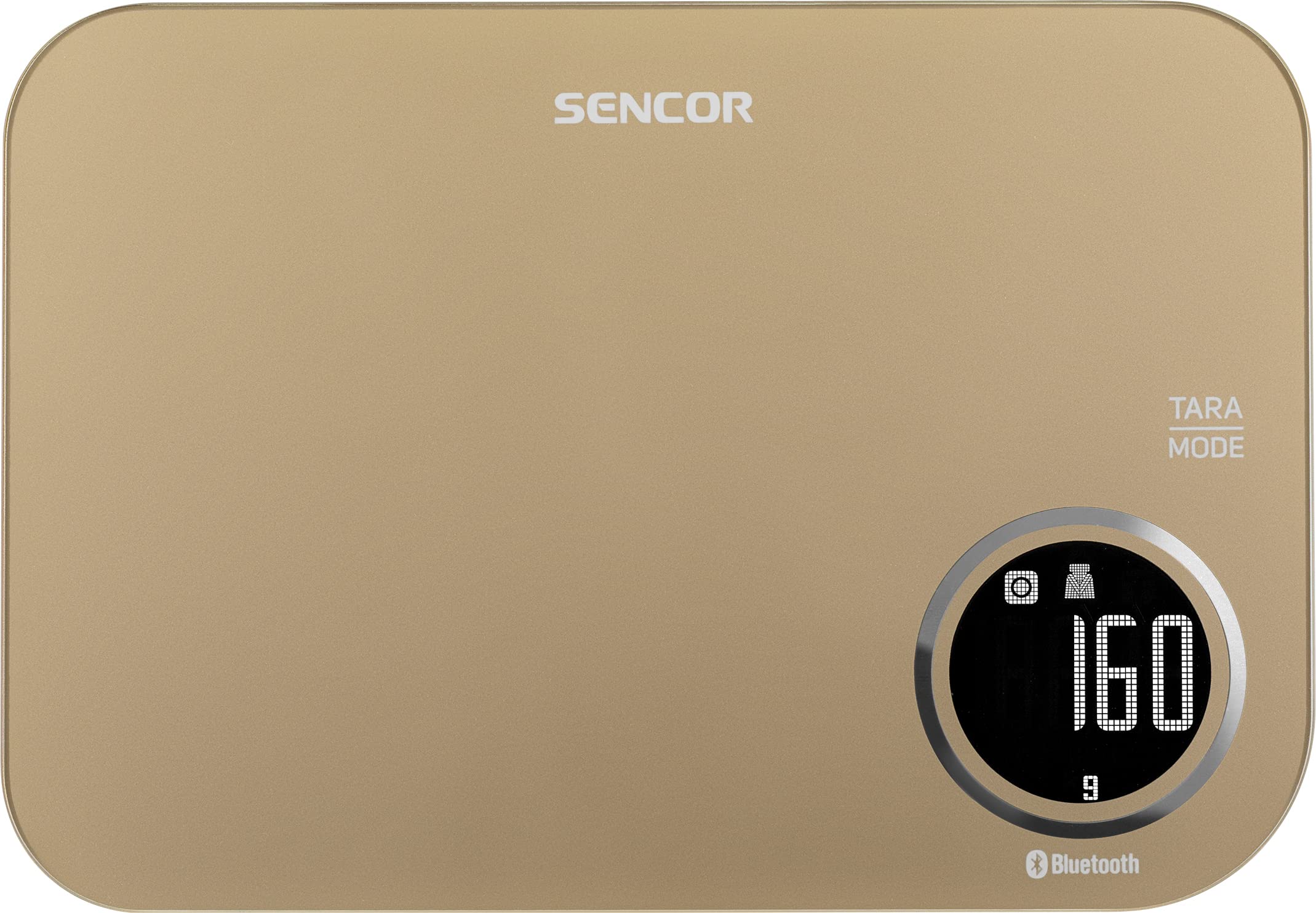 Sencor SKS707X elektronische Küchenwaage Lebensmittel Bluetooth Smart Hartglas Küchenwaage Professionelle digitale Küchenwaage LCD Display Präzision 0.1g (Champagner)