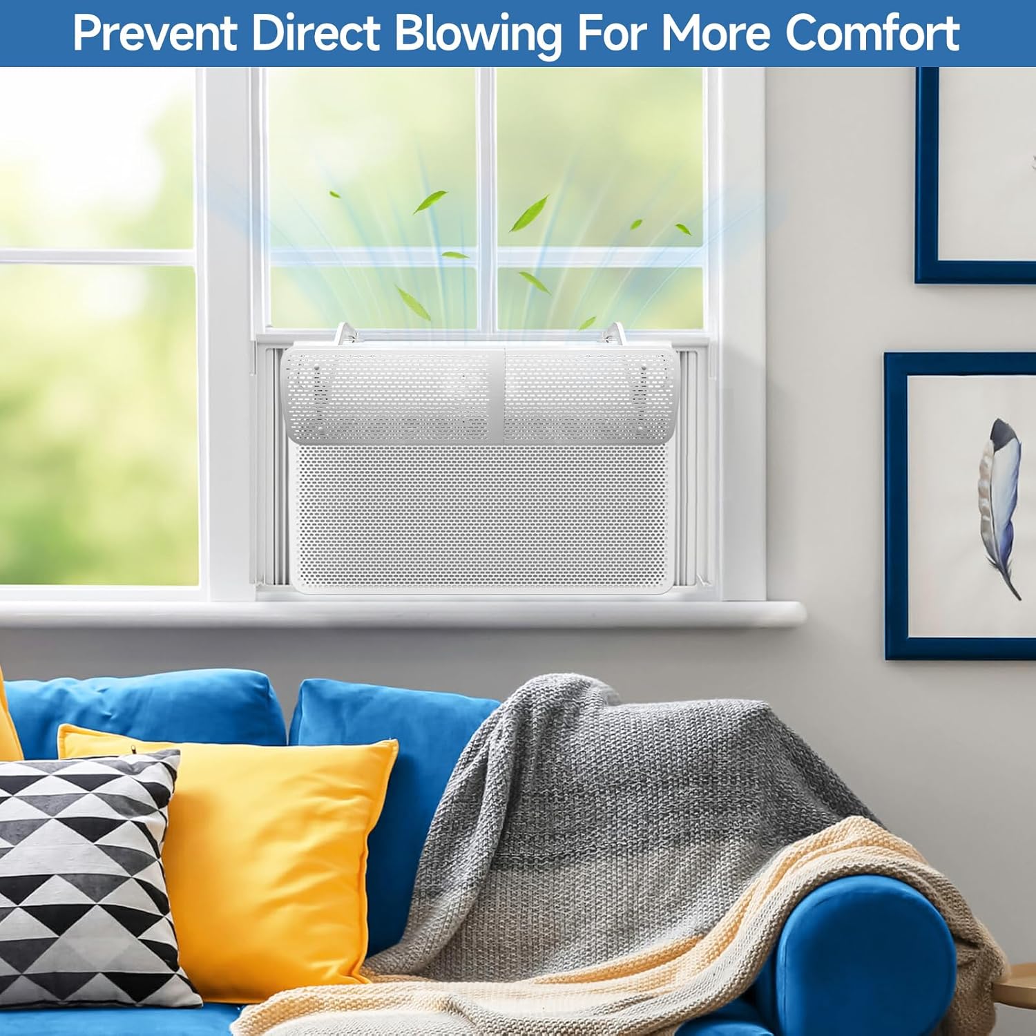 Adjustable AC Air Deflector, AC Vent Deflector, Direct Airflow Prevention, Extends 17.5" to 28.5" Length,Fits Most Window AC Air Conditioners