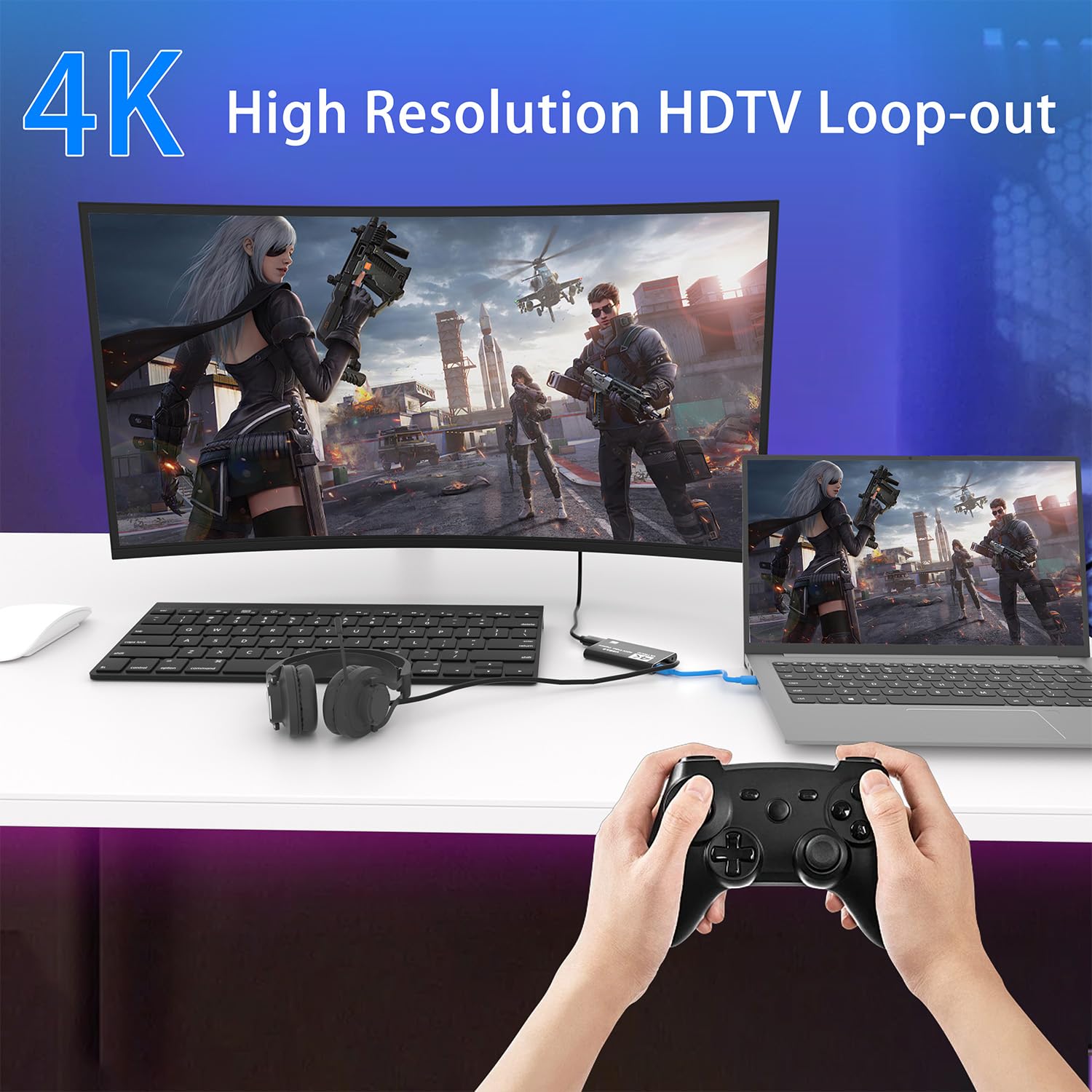 Scheda di acquisizione video, scheda di acquisizione audio video USB 3.0 4K HDMI Loop-Out, Full HD1080P 60 FPS/2K 30 FPS, per streaming funziona per Xbox/PS5/Switch/fotocamera/PC/OBS/Nintendo Switch