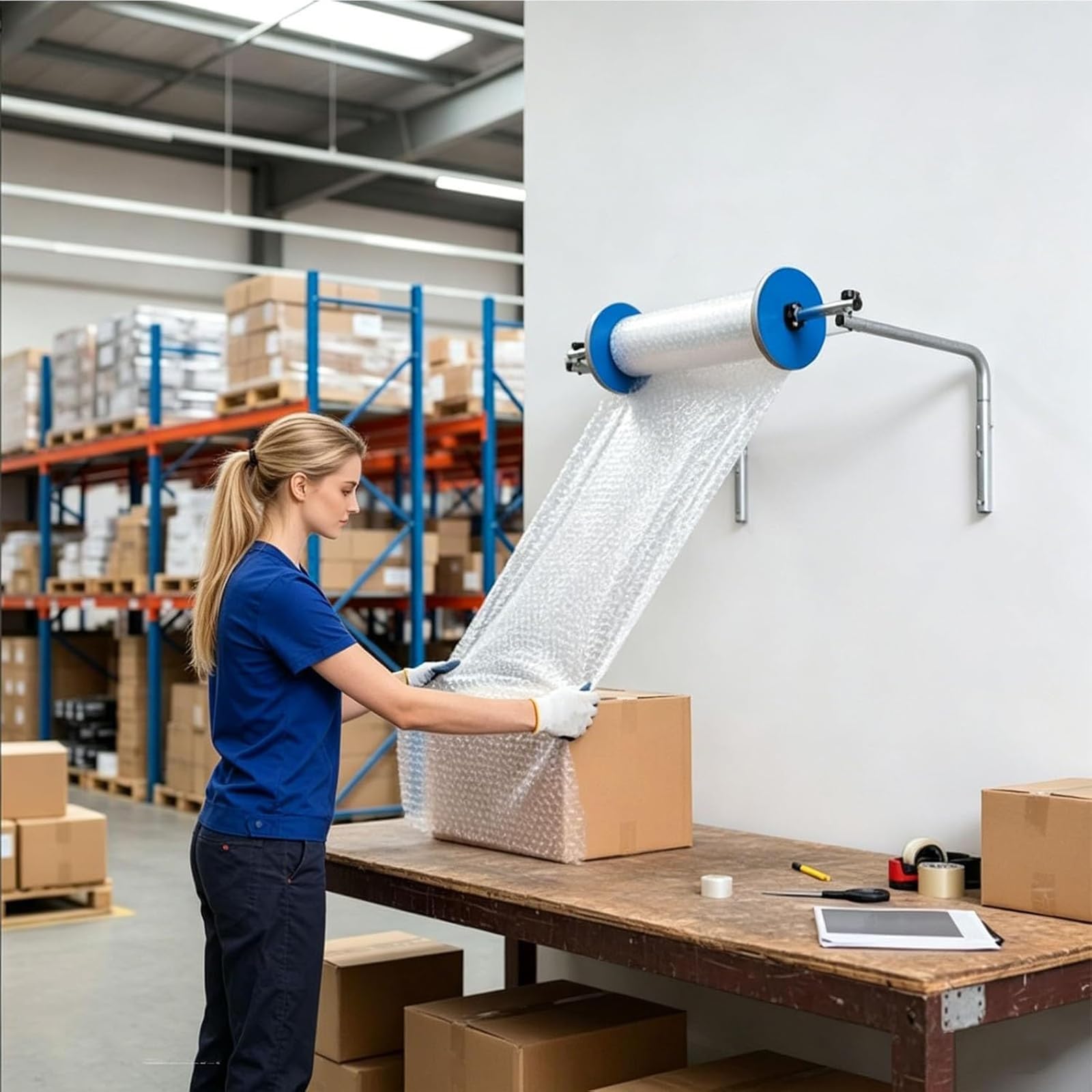 Distributeur Mural De Rouleau De Film à Bulles De 40 Cm (15,75 Po), Installation Rapide, Galvanisé Et Renforcé, Idéal pour L'emballage, Le Déménagement, L'expédition Et La Protection en Usine.