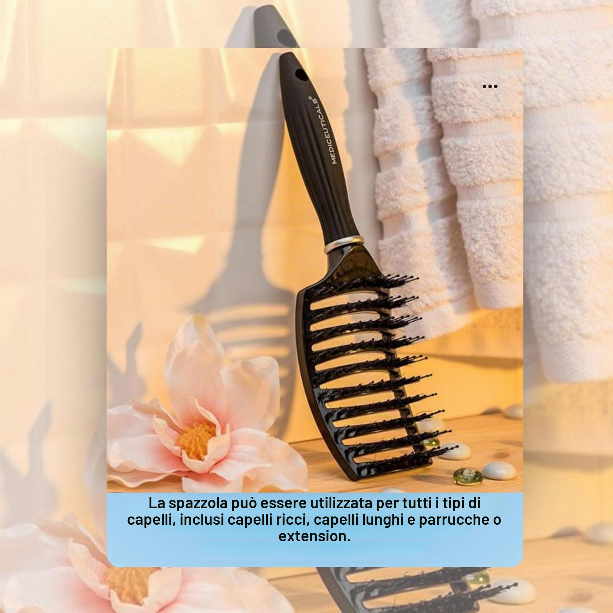 Mediceuticals - Spazzola Professionale Scalpro per Tutti i Tipi di Capelli, Nero