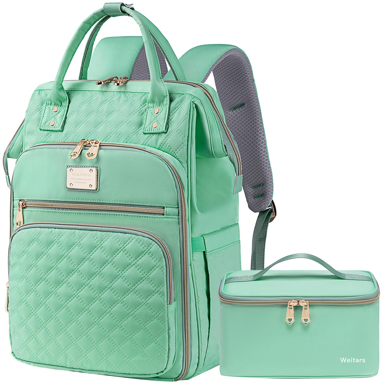 Weitars Lunch Backpack For Women,15.6 Inch Laptop Backpacks For Womens Back pack, Travel Backpacks,Work Backpack For Women (LightGreen)