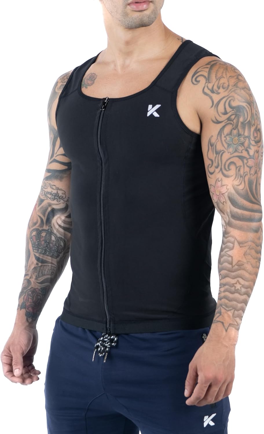 Kewlioo Men's Heat Trapping Zipper Sweat Enhancing Vest - Sauna Suit Shirt Compression Vest Shapewear Top for Gym Exercise - Image 3