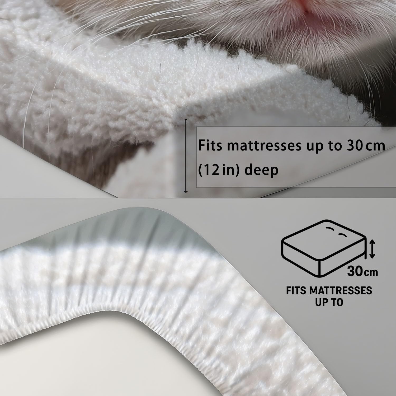 Sábana Ajustable Matrimoniale y Sábana con elástico luego de Sábana Ajustable para Cama Carino Animali Gatto Niñas Colchones de 30 CM de Alto con Fundas de Almohada Giallo