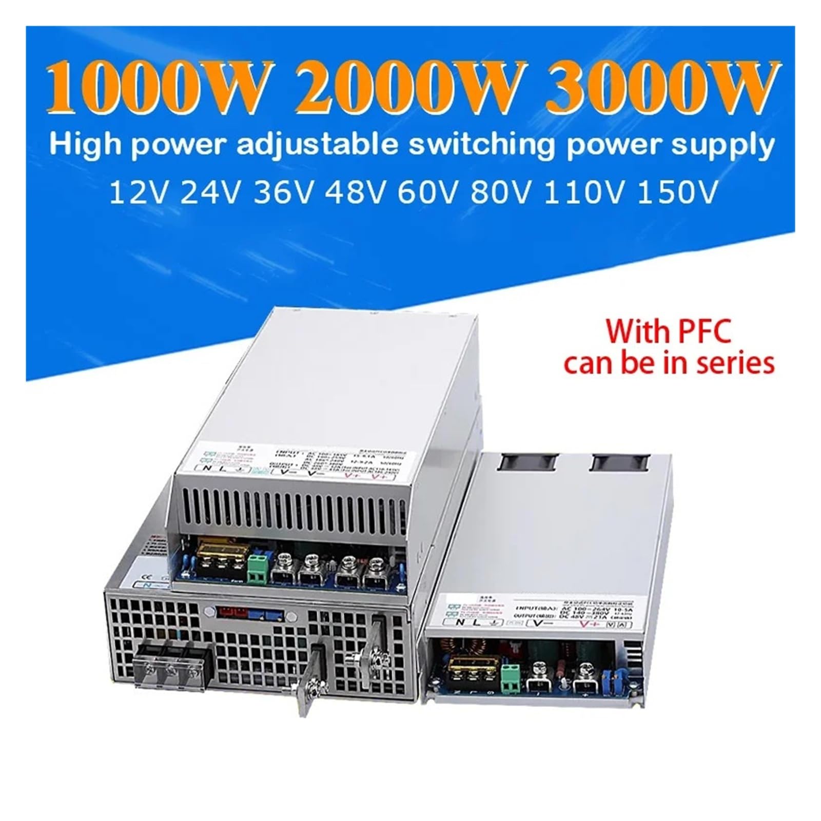 Zasilacz impulsowy 1/2/3 kW z PFC AC na DC