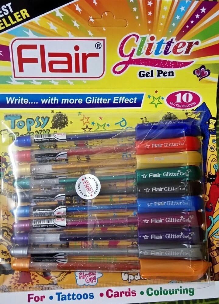 Xtra Sparkle Glitter Gel 10 Colours Rotomac Sparkle GelPens by Rotomac (Pack of Two i.e. 20Pens)