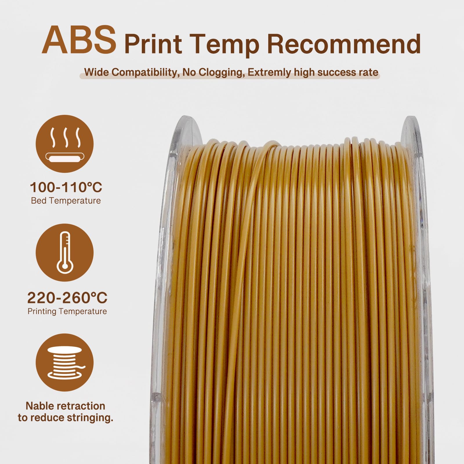 YXPOLYER Filamento per stampante 3D in ABS, serie marmo, 1,75 mm, 1 kg, marrone beige, testurizzato, per stampante 3D, ad alta resistenza e resistente all'umidità, con bobina compatibile AMS