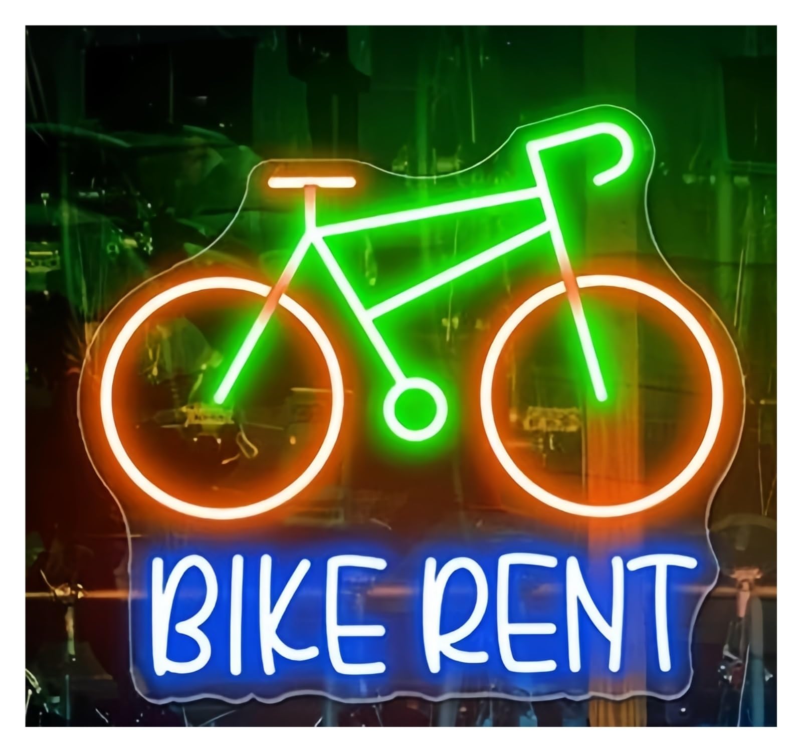 Shouxi B Sign Lamp Ike Neon Sign Icycle Shop Open Wall Decor Cyclist Opening(,56X60cm)