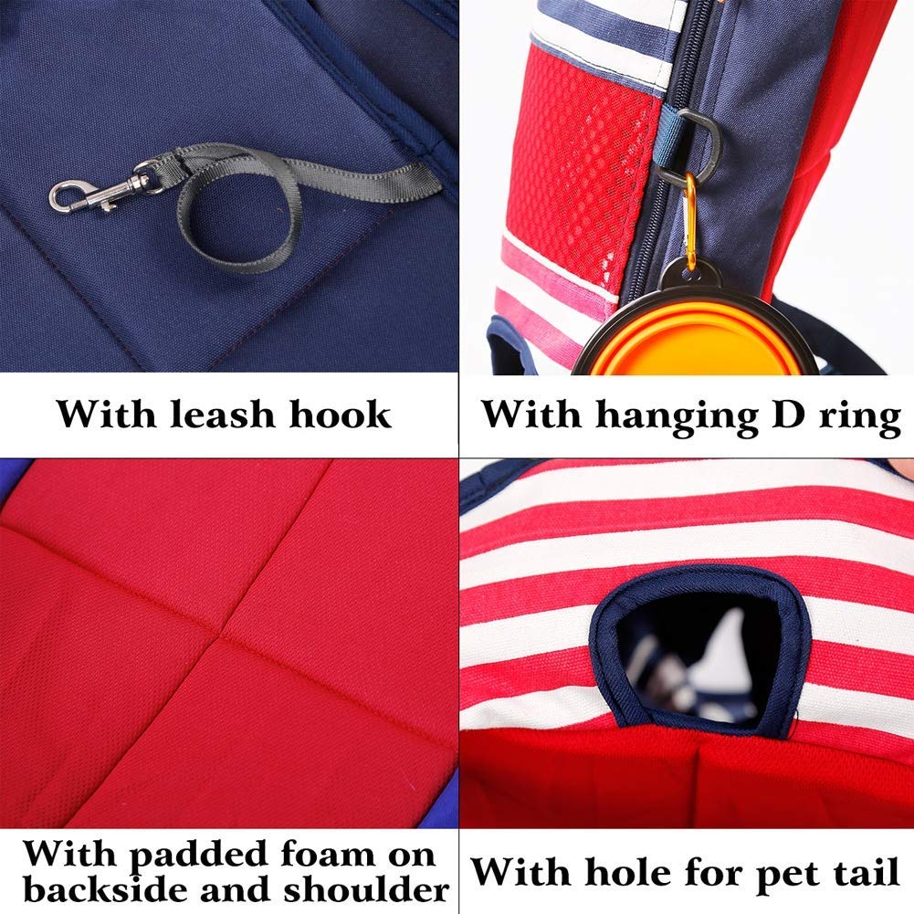 Tineer Zaino per Animali Domestici,Regolabile Dog Front Legs out Carrier Backpack Il Sacchetto di Mano Libero Viaggi,Easy-Fit per 5-12KG Piccole Medie Gatti Cani attività all'aperto (Stripe)