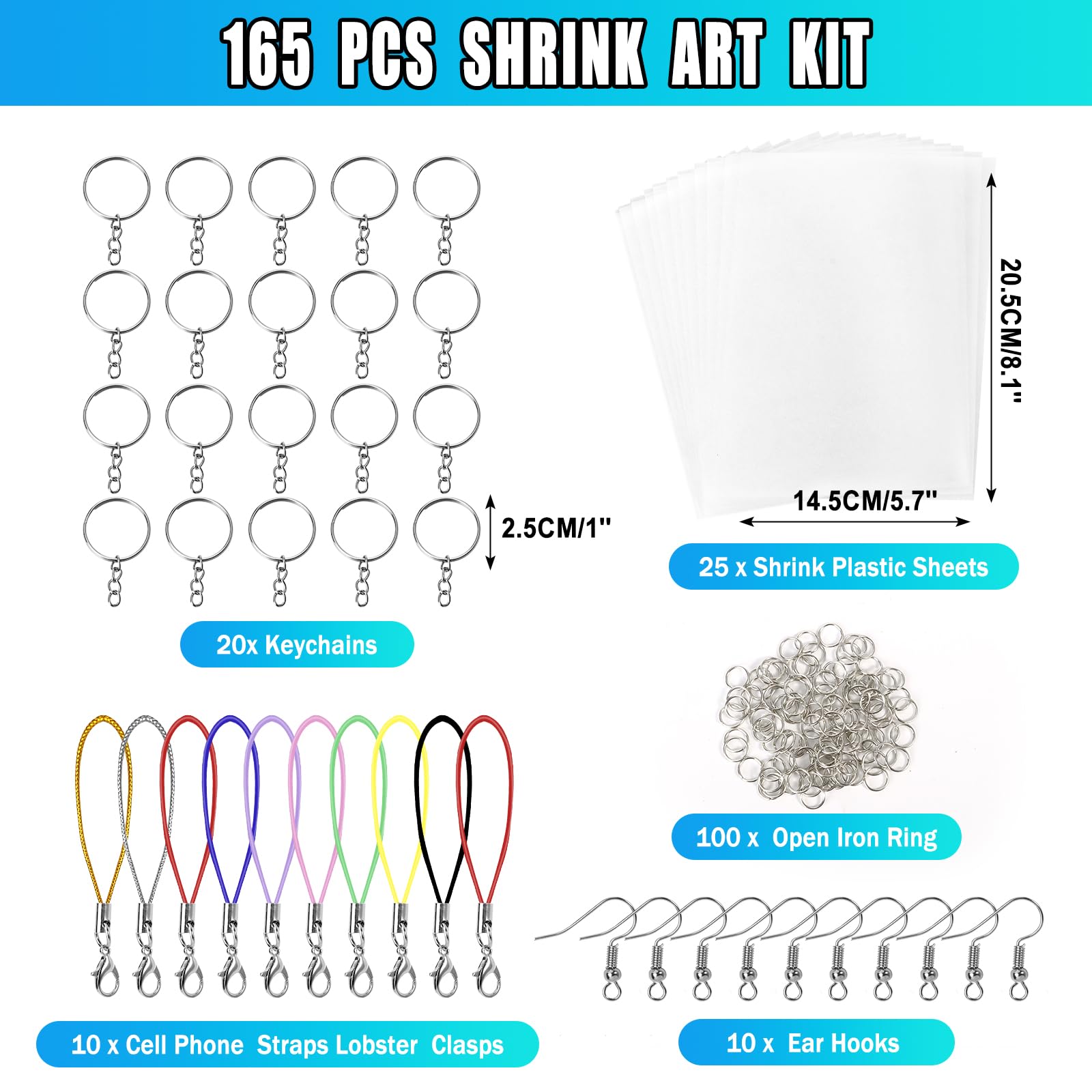 Kit Plastica Termoretraibile Draupnir 165 Pezzi - Fogli Vuoti Con Portachiavi E Accessori Per DIY - Foto 9