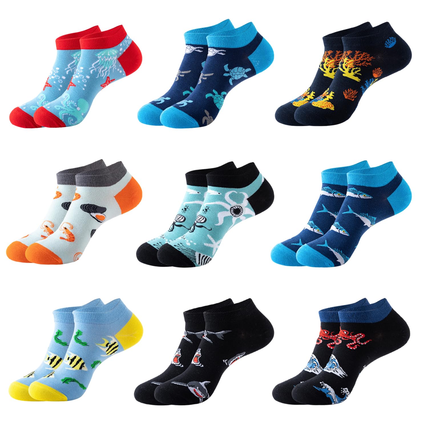 9 Pairs Cute Cotton Ankle Socks Womens 4-7 Funny Low Cut Trainer Sock Colorful Odd Socks for Ladies Girls
